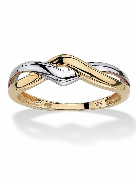 10k Yellow Gold Two-Tone Twisted Crossover Ring
