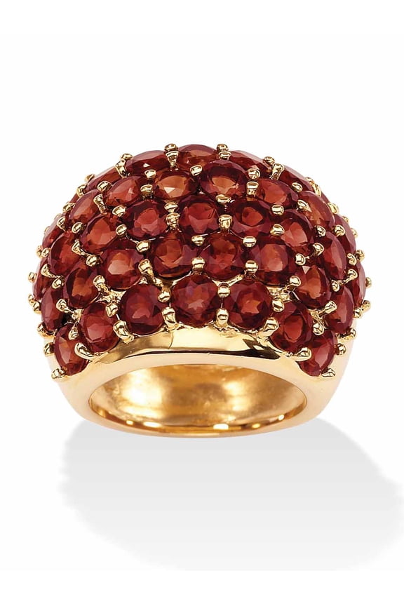 11.70 TCW Round Genuine Garnet Yellow Gold-Plated Dome Ring