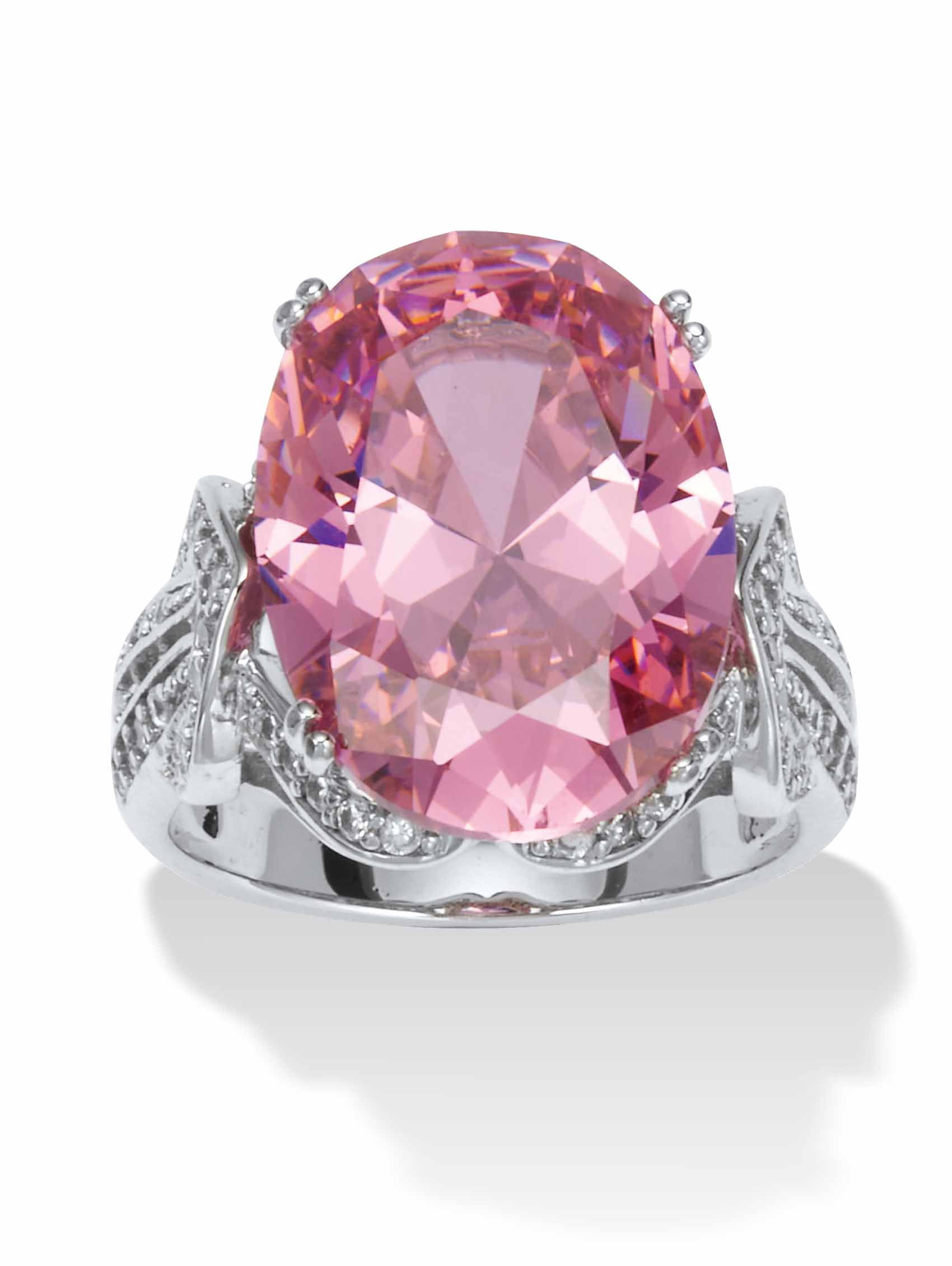 ☆OhMyGirl☆【Roaju】☆Dandelion cubic point open rin.g☆ PalmBeach Jewelry 13.24 TCW Oval-Cut Simulated Pink