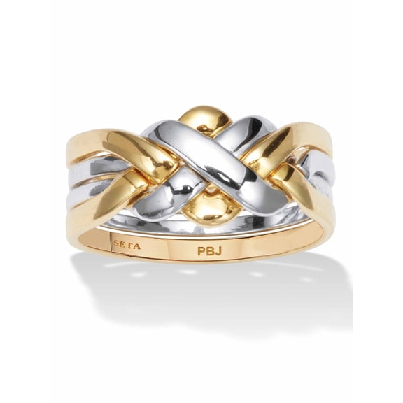 PalmBeach Jewelry 14k Yellow Gold-plated and Platinum-plated Two-tone Endless Knot 4 Piece Puzzle Ring