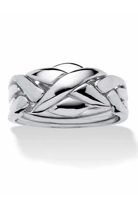 14k Yellow or Rose Gold-Plated or Platinum-Plated Braided Puzzle Ring