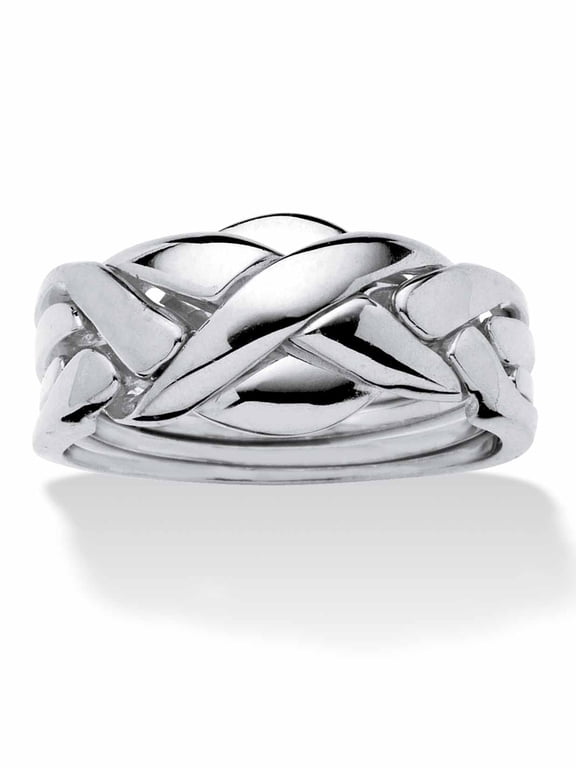 14k Yellow or Rose Gold-Plated or Platinum-Plated Braided Puzzle Ring