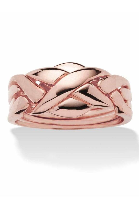 14k Yellow or Rose Gold-Plated or Platinum-Plated Braided Puzzle Ring