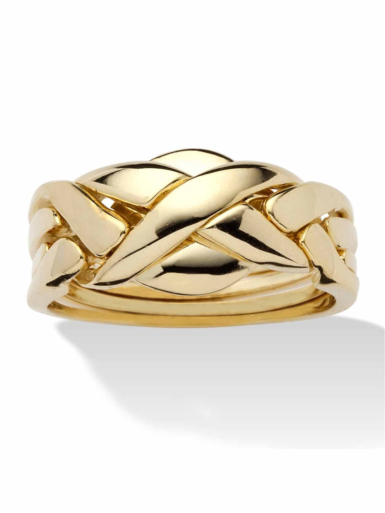 PalmBeach Jewelry 14k Yellow or Rose Gold Plated or Platinum Plated Braided Puzzle Ring Walmart