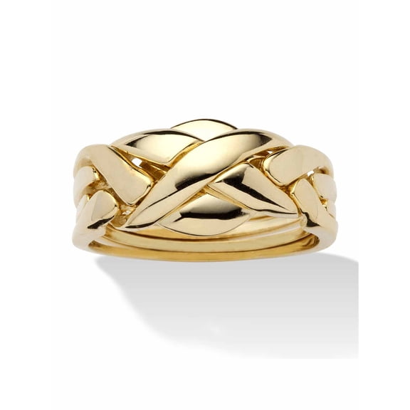 PalmBeach Jewelry 14k Yellow or Rose Gold-Plated or Platinum-Plated Braided Puzzle Ring