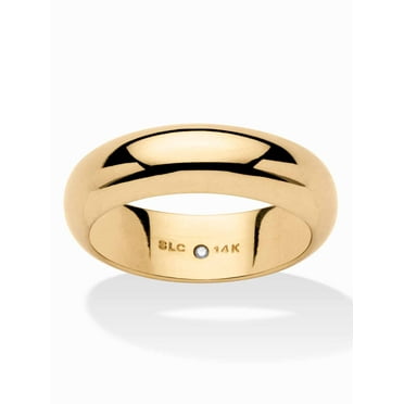 PalmBeach Jewelry 14k Yellow or White Gold Nano Diamond Resin Filled Wedding Band (6mm) Sizes 6-12