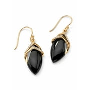 PalmBeach Jewelry .16 TCW Genuine Black Onyx and Cubic Zirconia Marquise Drop Earrings 18k Gold-Plated