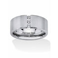 thumbnail image 1 of PalmBeach Jewelry .18 TCW Round Cubic Zirconia Brushed Stainless Steel Wedding Band Sizes 7-16, 1 of 5