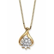 PALMBEACH JEWELRY 18K Gold or Platinum Plated Sterling Silver Genuine Diamond Accent Cluster Necklace (10mm) 18"