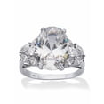 thumbnail image 1 of PalmBeach Jewelry 18K Yellow Gold Plated or Platinum Plated Sterling Silver Oval Cut Cubic Zirconia Engagement Ring, 1 of 5