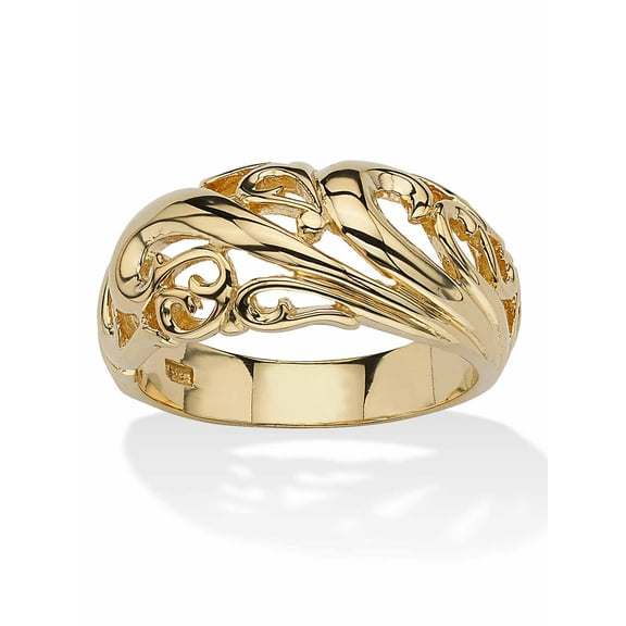 PalmBeach Jewelry 18k Gold-plated Sterling Silver Swirl Dome Ring