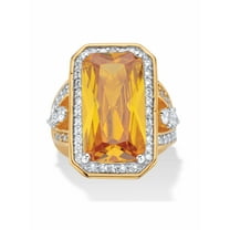 PalmBeach Jewelry 19.52 TCW Emerald-Cut Canary Yellow Cubic Zirconia Cocktail Ring Yellow Gold-Plated