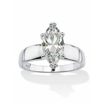 PalmBeach Jewelry 2.11 TCW Marquise-Cut Cubic Zirconia Solitaire Engagement Ring Gold-Plated or Sterling Silver