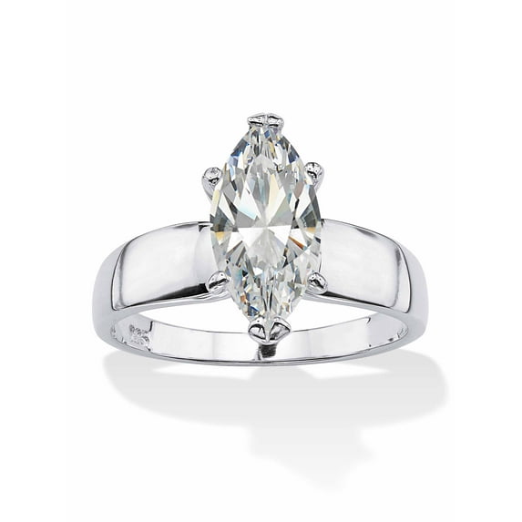 PalmBeach Jewelry 2.11 TCW Marquise-Cut Cubic Zirconia Solitaire Engagement Ring Gold-Plated or Sterling Silver