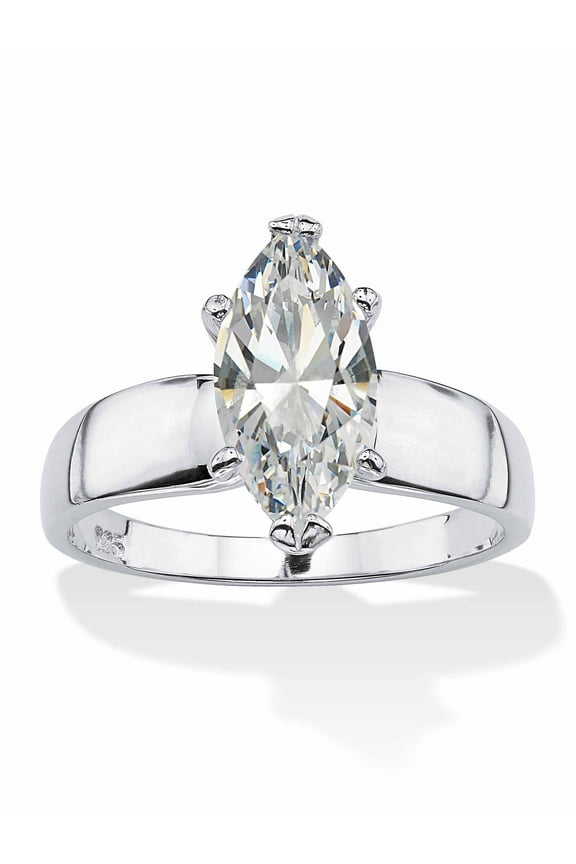 2.11 TCW Marquise-Cut Cubic Zirconia Solitaire Engagement Ring Gold-Plated or Sterling Silver