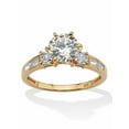 thumbnail image 1 of PalmBeach Jewelry 2.14 TCW Round Cubic Zirconia 18k Gold-plated Sterling Silver Engagement Anniversary Ring, 1 of 5