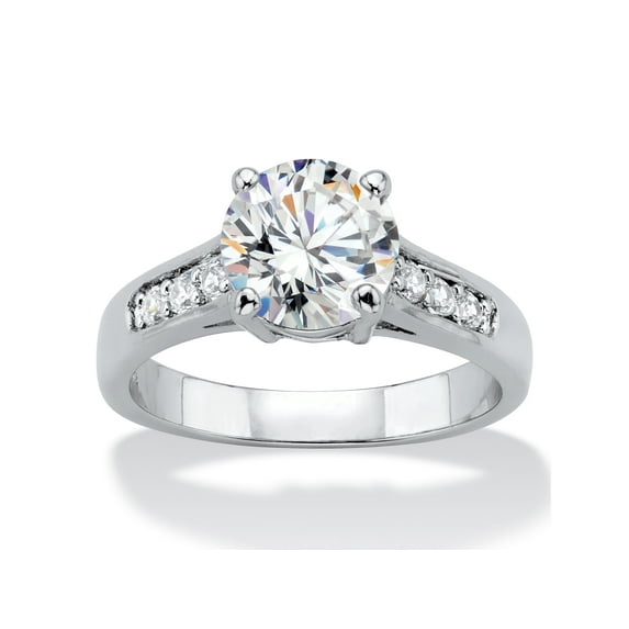 PalmBeach Jewelry 2.20 TCW Round Cubic Zirconia Silvertone Engagement Anniversary Ring