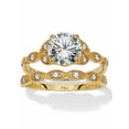 thumbnail image 1 of PalmBeach Jewelry 2.21 TCW Round Cut Cubic Zirconia 14k Yellow Gold-plated or Platinum-plated Sterling Silver Bridal Ring Set, 1 of 5