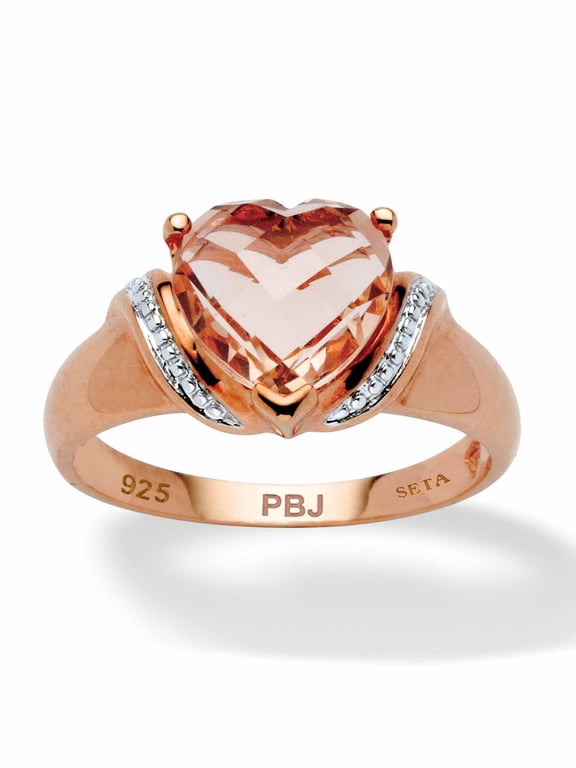 2.25 TCW Heart Cut Simulated Morganite Rose Gold-Plated Sterling Silver Sweetheart Ring