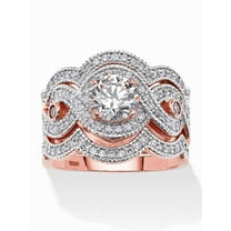 PalmBeach Jewelry 2.37 TCW Round Cubic Zirconia Bridal Ring Set in Rose Gold-plated Sterling Silver