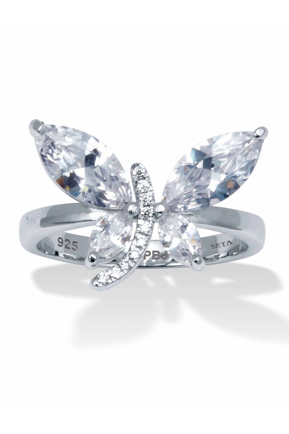 2.41 TCW Round Cubic Zirconia Sterling Silver Dragonfly Ring