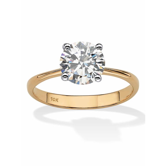 PalmBeach Jewelry 2.50-Carat Round Genuine Topaz 10k Yellow Gold Solitaire Bridal Engagement Ring