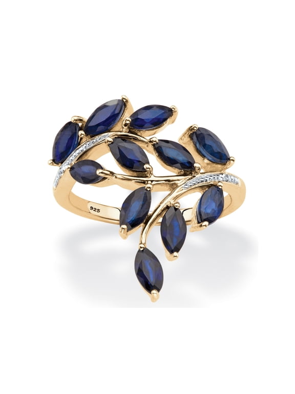 2 65 TCW Genuine Marquise-Cut Midnight Blue Sapphire Ring in 18k Gold-Plated or Platinum-Plated Sterling Silver