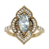 PalmBeach Jewelry 2.67 TCW Marquise Cut Cubic Zirconia 14k Yellow Gold-Plated Antiqued Ring