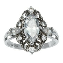 PalmBeach Jewelry 2.72 TCW Marquise Cut Cubic Zirconia Platinum-Plated Ring