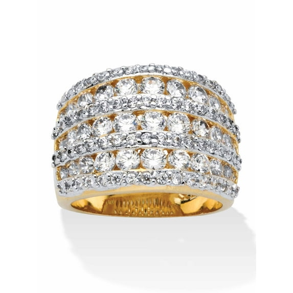 PalmBeach Jewelry 2.86 TCW Round Cubic Zirconia Gold-Plated Multi-Row Dome Ring