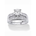 thumbnail image 1 of PalmBeach Jewelry 2 Piece 1.94 TCW Cushion-Cut Cubic Zirconia Bridal Ring Set in 10k White Gold, 1 of 6