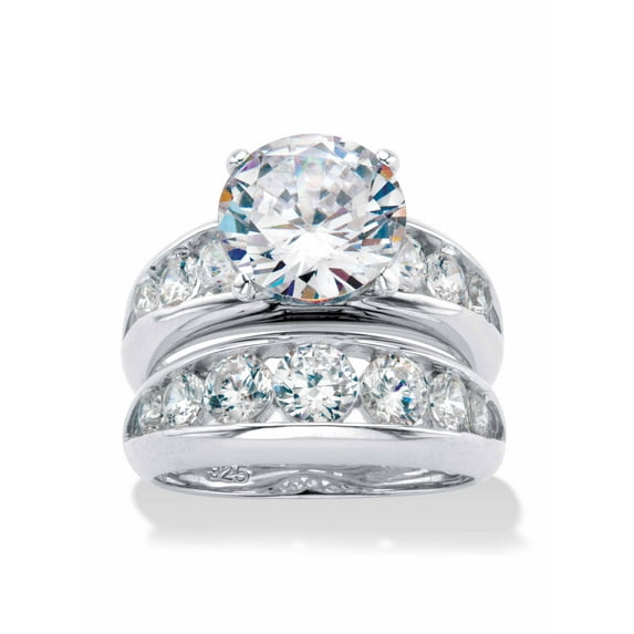PalmBeach Jewelry 2 Piece 6.09 TCW Round Cubic Zirconia Bridal Ring Set in Sterling Silver