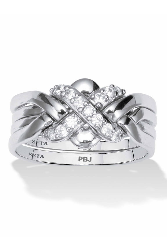 .27 TCW Round Cubic Zirconia Platinum-plated Puzzle Ring