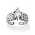 thumbnail image 1 of PalmBeach Jewelry 285 TCW Marquise-Cut Cubic Zirconia Ring Gold/Platinum Plated, Sterling Silver, 1 of 6