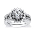 thumbnail image 1 of PalmBeach Jewelry 3.12 TCW Cubic Zirconia Vintage-Style Halo Jacket Bridal Ring Set in Platinum-plated Sterling Silver, 1 of 4