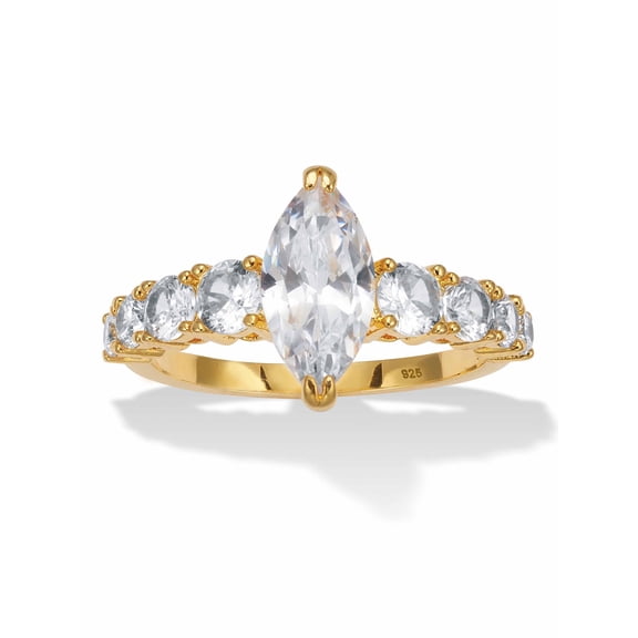 PalmBeach Jewelry 3.12 TCW Marquise Cubic Zirconia 14k Yellow Gold-Plated Sterling Silver Engagement Ring