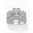 thumbnail image 1 of PalmBeach Jewelry 3.21 TCW Round Cubic Zirconia Two-Piece Bridal Set in Gold-Plated or Platinum-Plated Sterling Silver, 1 of 5
