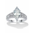 thumbnail image 1 of PalmBeach Jewelry 3.23 TCW Marquise Cut Cubic Zirconia Platinum-plated or Yellow Gold-plated Sterling Silver Engagement Ring, 1 of 5