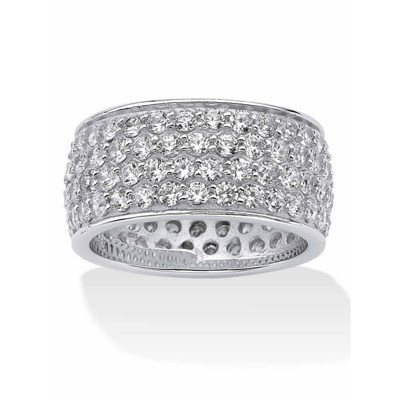 PalmBeach Jewelry 3.30 TCW Round Cubic Zirconia Platinum-plated Sterling Silver Eternity Band