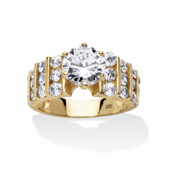 PalmBeach Jewelry 3.36 TCW Round Cubic Zirconia 14k Gold-plated Sterling Silver Ring