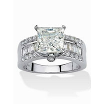 PalmBeach Jewelry 3.43 TCW Princess-Cut Cubic Zirconia Platinum-plated Sterling Silver Engagement Anniversary Ring