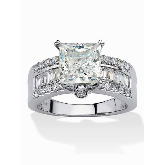 PalmBeach Jewelry 3.43 TCW Princess-Cut Cubic Zirconia Platinum-plated Sterling Silver Engagement Anniversary Ring