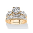 thumbnail image 1 of PalmBeach Jewelry 3.47 TCW Round Cubic Zirconia Two-Piece Bridal Set in Platinum-Plated or Gold-Plated Sterling Silver, 1 of 3
