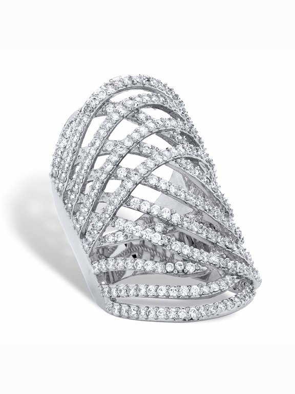 3.58 TCW Round Cubic Zirconia Platinum-Plated Highway Ring