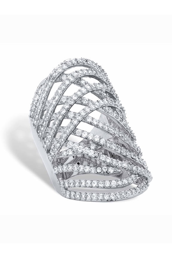 3.58 TCW Round Cubic Zirconia Platinum-Plated Highway Ring