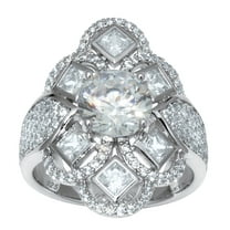 PalmBeach Jewelry 3.61 TCW Round Cubic Zirconia Sterling Silver Vintage-Style Ring