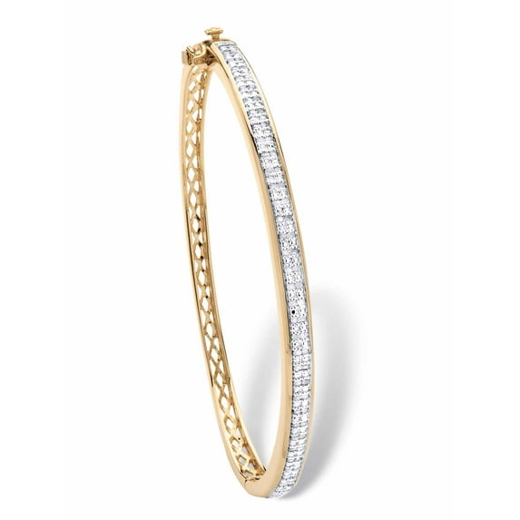 PalmBeach Jewelry 3/8 TCW Diamond Latticework Bangle Bracelet Yellow Gold-Plated