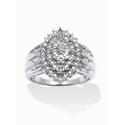 PALMBEACH JEWELRY 3/8 TCW Round Diamond Marquise-Shaped Cluster Ring in 18k Gold-Plated or Platinum-Plated Sterling Silver