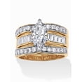 thumbnail image 1 of PalmBeach Jewelry 3.86 TCW Marquise-Cut Cubic Zirconia 3-Piece Bridal Set Gold-Plated, 1 of 5
