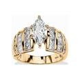 thumbnail image 1 of PalmBeach Jewelry 3.87 TCW Marquise-Cut Cubic Zirconia Engagement Anniversary Ring in Platinum-Plated or Gold-Plated Sterling Silver, 1 of 7